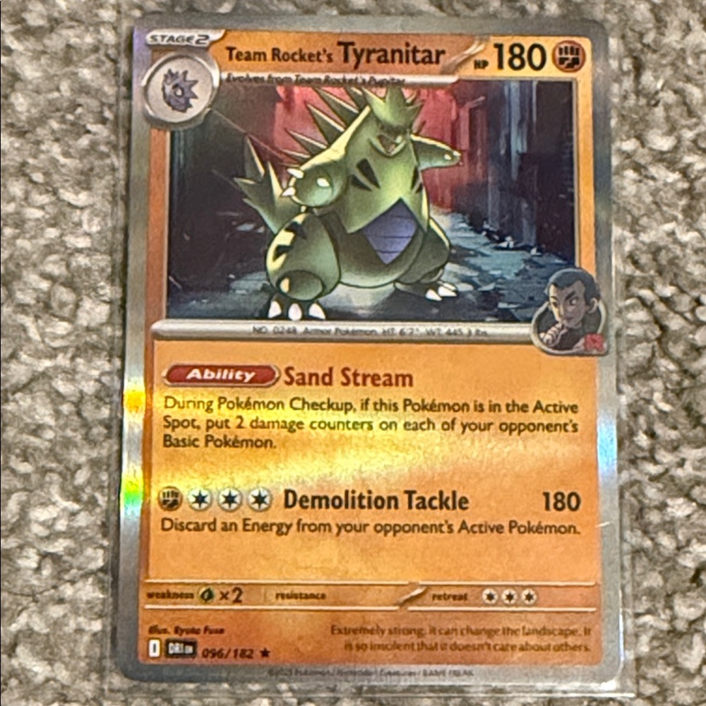 Pokemon Tyranitar Card - Green and Brown